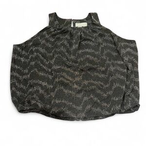 Anthropologie Carly Shimmer Black & Silver Sleeveless Top Size XS Party Club